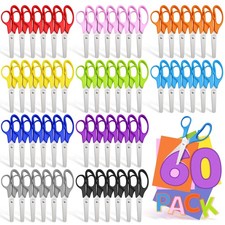 60 Pack Kids Scissors Bulk - 5" Safety Blunt Tip Craft Scissor for Preschool ...