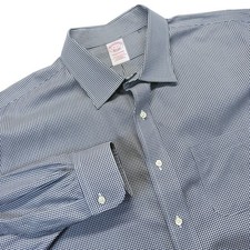Brooks Brothers Mens 18 34 Traditional Fit Black White Gingham Non Iron Shirt