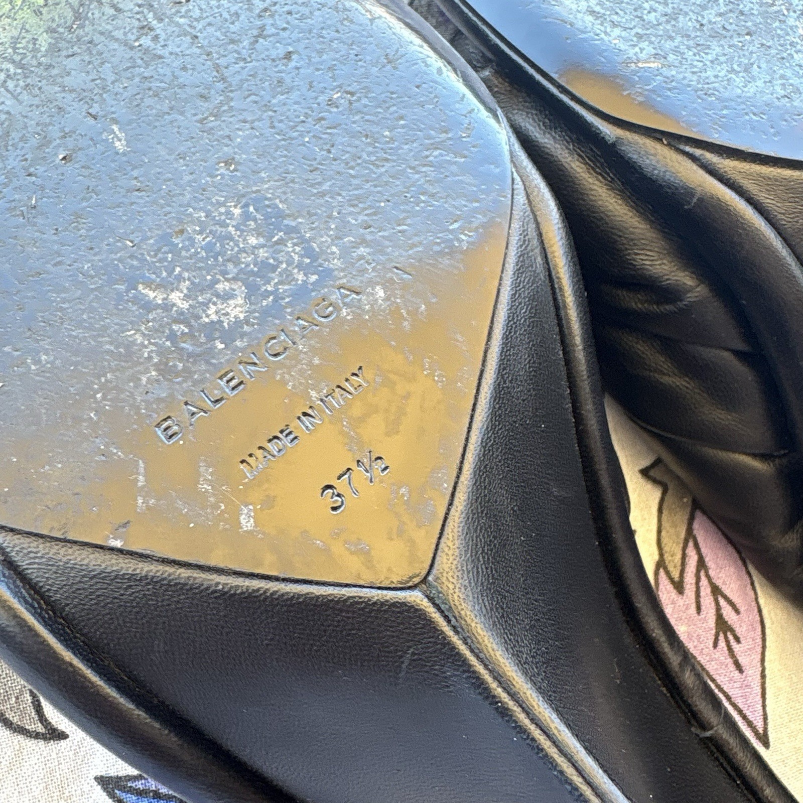 Balenciaga Paris Black Knotted Slip On Mule Heel Strappy Sandal, EU 37.5 FLAW thumbnail 8