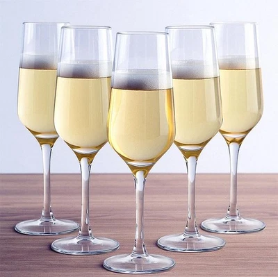 FABOER Set of 6 Champagne Glasses 220ml Flute Glasses Prosecco, Cava & Sparkling Wine