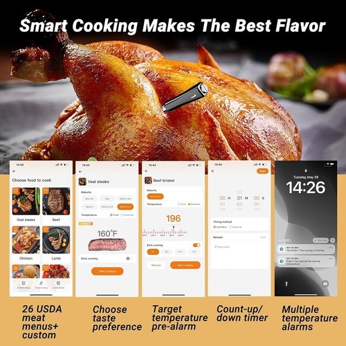 Wireless Meat Thermometer W/ 4 Probes Bluetooth Wifi Digital Cooking Device New - Picture 5 of 9