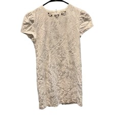 Vintage Jessica McClintock Girls Dress Size 8 White Embroidered Satin Formal