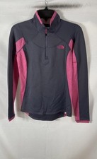 The North Face Women's Gray Pink Athletic Quarter Zip Pullover Sweater Sz XS