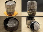 Japanese Wooden Lacquer Tea Caddy Silver Waterfall Maki-e Naga Natsume (714)