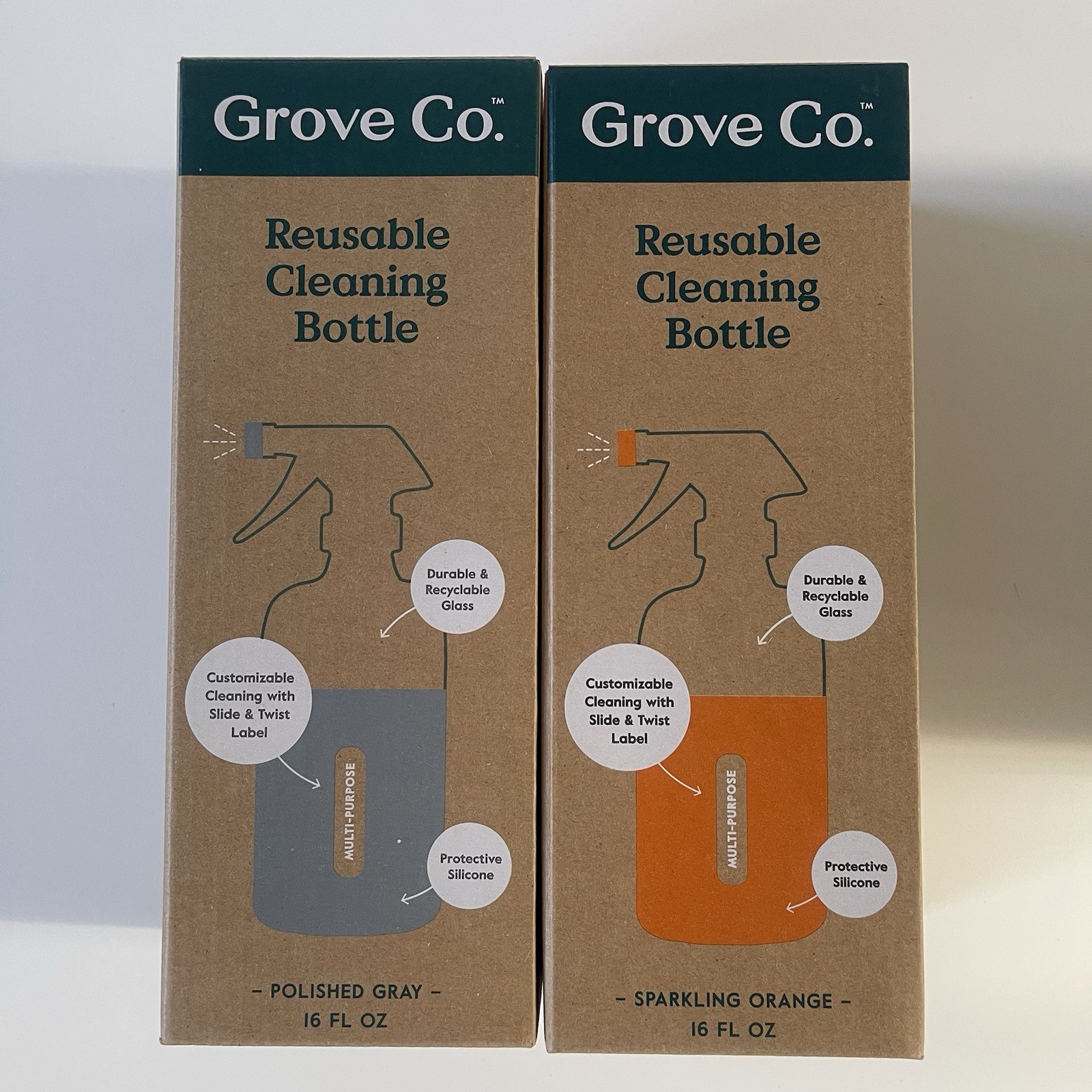 Grove Co Reusable Cleaning Glass Spray Bottle+Multi-purpose Cleaner Concentrates