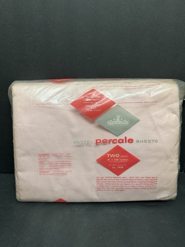 VTG Sears Harmony House Full Size 81”X108” 2-Pack Sheets Percale Frosty Pink