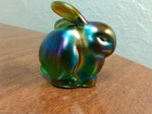 VINTAGE RARE FENTON 80S IRIDESCENT GLASS CHUBBY BUNNY RABBIT ONE EAR UP