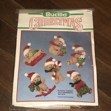 Bucilla "Playful Teddies" Bears Felt / Jeweled Christmas Ornaments Kit NIP 82636