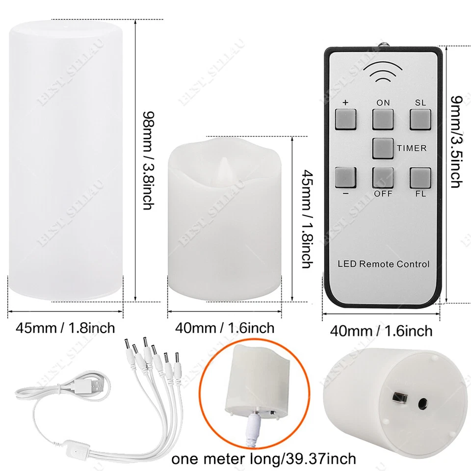 6er LED Wiederaufladbar Teelichter Kerzen Fernbedienung Flackernd Dimmbar Timer - Bild 3 von 4