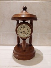 VTG WOODEN HERMLE MANTLE SHELF DESK QUARTZ CLOCK POCKET WATCH JEWELRY DISPLAY