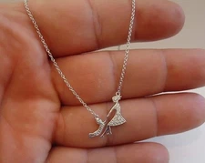  925 STERLING SILVER MOTHER & DAUGHTER NECKLACE PENDANT W/ .25 CT LAB DIAMONDS