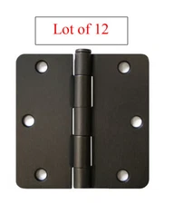 12 Pieces Oil Rubbed Bronze 3.5"x3.5" w 1/4" Radius Door Hinges brushed Interior