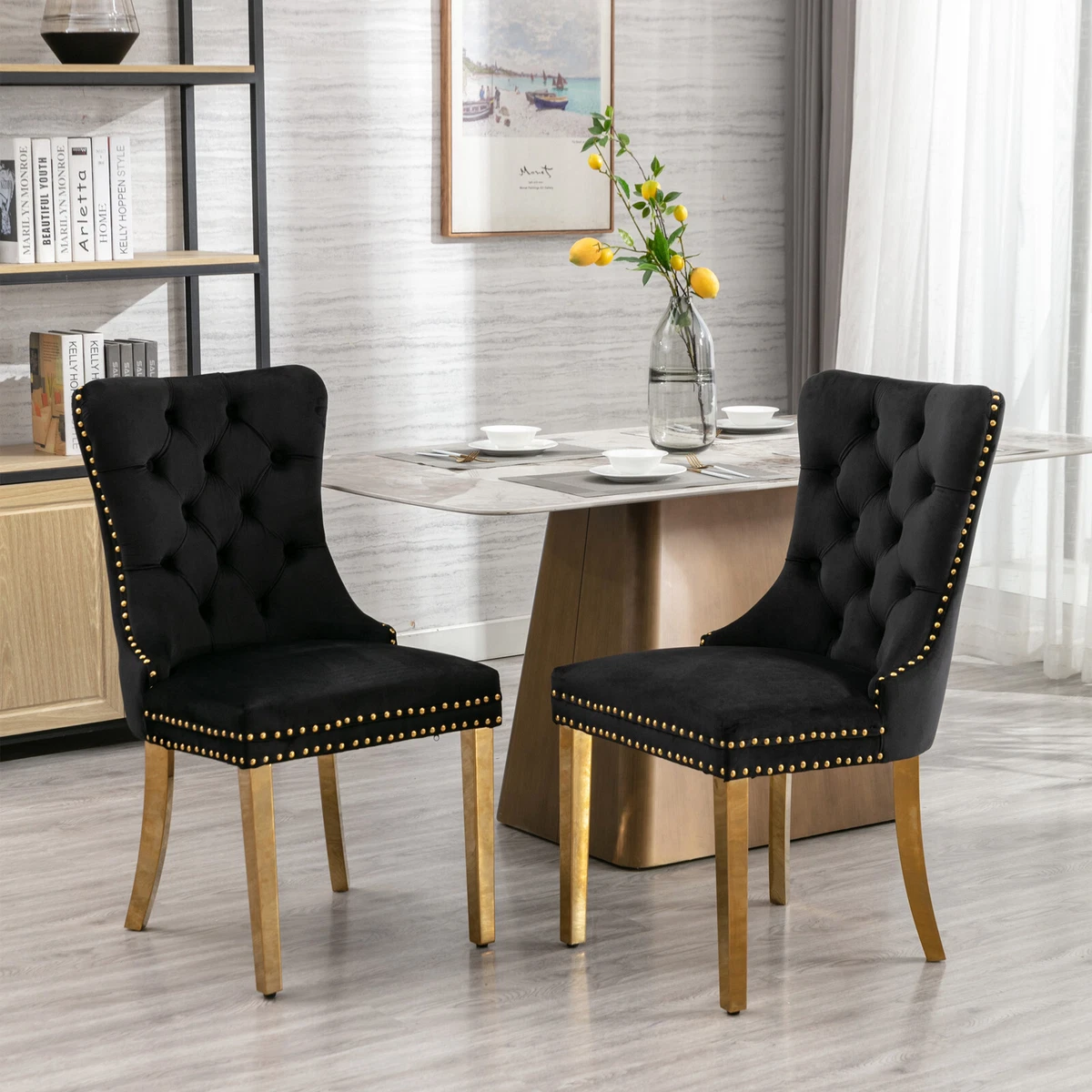 Modern velvet dining room chairs hot sale