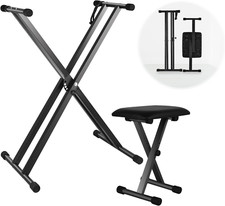 Heavy Duty Double-X Keyboard Stand  Adjustable Piano Bench Set