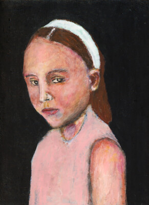 Original Acrylic Child Portrait Painting Expressive Naive Art Alice Miz Katie