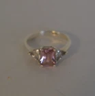 Vtg Silver Sterling Pink  Stone Ring Size 7 R176