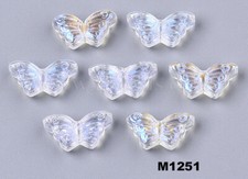 China Glass BUTTERFLY Beads CLEAR AB 8x15mm Lot of 20 M1251