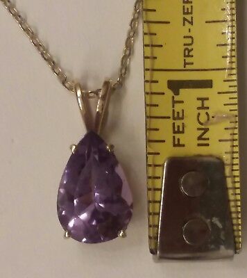 14k Yellow Gold Pear Amethyst Pendant with 18/" Chain
