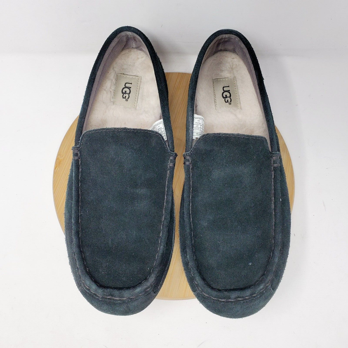 UGG Slipper Mens Alder Black Suede Shoes Slip On Shearling Moc