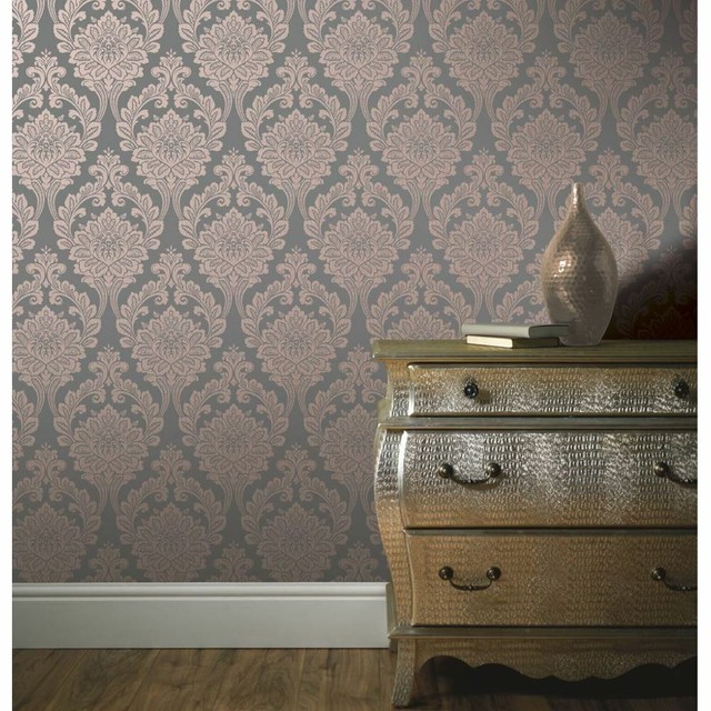 Graham &amp; Brown Desire Shimmer Damask Motif Metallic