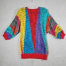 Vintage 90s Gitano Sweater Womens Small Colorblock Chunky Knit Dolman Sleeve