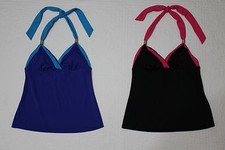 NEW WOMENS TROPICAL ESCAPE HALTER TANKINI SWIMSUIT TOP VARIOUS SIZES BLUE BLACK