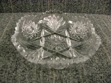 Vtg Antique American Brilliant Period ABP Lg Candy Nut Dish Sawtooth Cut Crystal