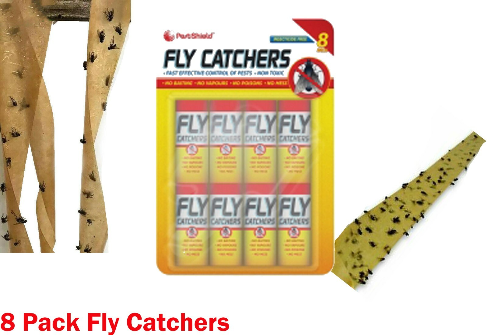 8 Fly Insect Catcher Killer Trap Strip Pest Bug Wasp Ants Window Office