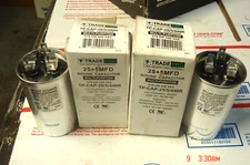 (2) Tradepro 25+5MFD  25/5/440R Electric Motor Run Oil Fill Capacitor  HVAC Lot