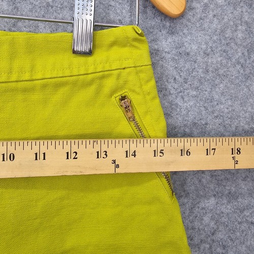 Preppy Mini Skirt Girls 12 Lime Green Duck Canvas Zip Pocket Y2K NEIGE USA 26x16 - Picture 5 of 10