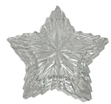 Vintage Star Shaped Clear Glass Trinket Dish with Lid 4.25" Long x 2" Tall 12oz