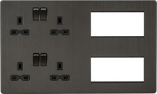 Image of SCREWLESS SMOKED BRONZE FLAT PLATE SLIMLINE SOCKET USB SPUR SWITCH 