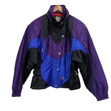 Vtg 90's Descente Ski Snow Jacket Sz 10 Med/large Purple Black Blue Authentic