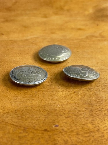 Three 7/8" 2005 D reverse Buffalo Nickel Liberty Concho Buttons Chicago Screws - Picture 4 of 5