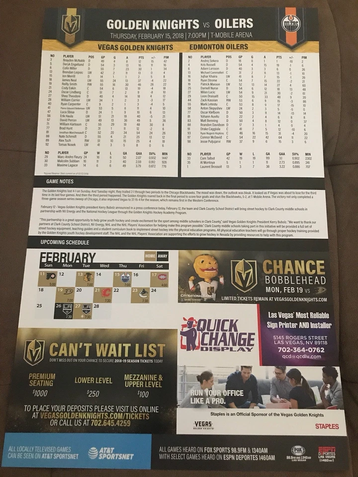 NHL Vegas Golden Knights vs Edmonton Oilers Game day Poster 27/41 - Image 2 of 2