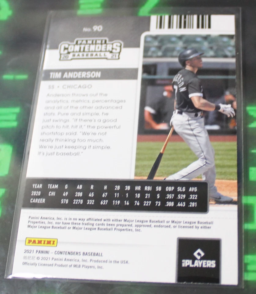 Tim Anderson 2021 Contenders Green Foil Season Ticket #90 Chicago White Sox - Image 2 of 2