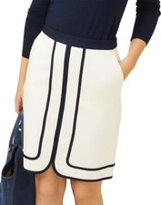 NWT 168 J. MCLAUGHLIN White Navy trim Pockets Stretch Marf SKIRT sz 4