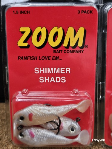 2 Pack -Zoom Shimmer Shad / Pre- Rigged 3-Pack / 1.5" Pearl Iridescent / 8162403 - Picture 2 of 8