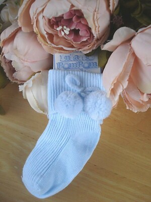 Baby Söckchen Bommel weiß rot grau blau marine creme bis 24m
