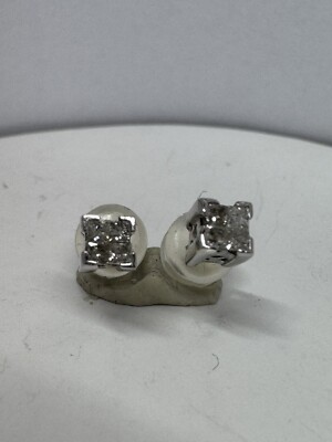 9 kt Weißgold Ohrstecker Solitär Diamant Ohrringe 4 Krallen 4 Krappenfassungen 0,12 kt