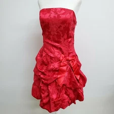 Jessica McClintock Gunne Sax Vintage 80s Strapless Party Dress RED Prom Bow 9/11