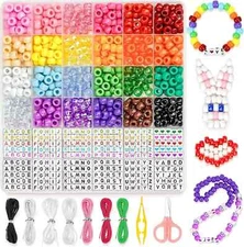 Dowsabel Friendship Bracelet Kit, 24 Colors Bracelet Making Kit Pony Beads for J