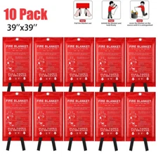 10 PACK FIRE BLANKET Fiberglass Emergency Home Retardant Prepared 39''x39" Gifts