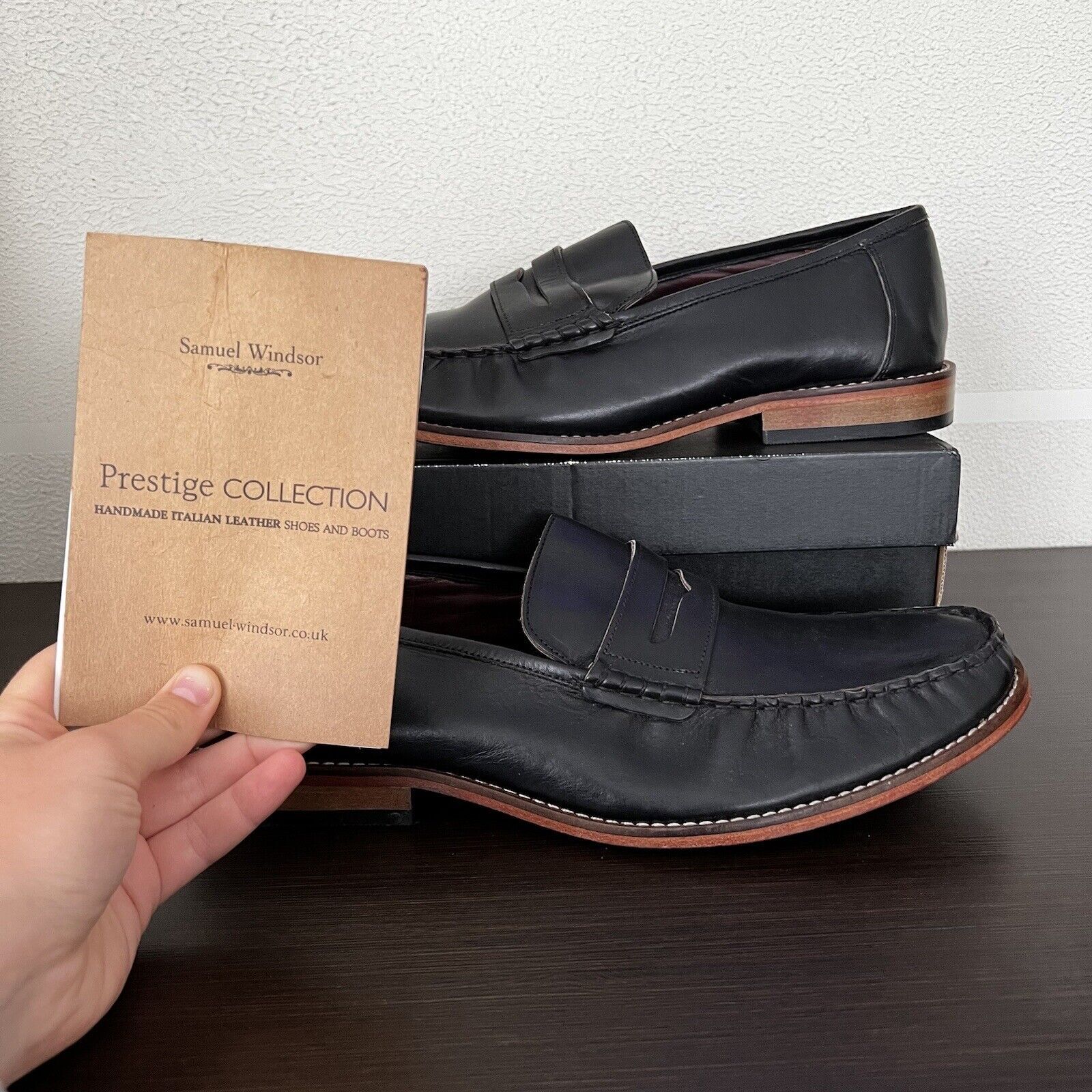 Windsor - Mocasines de piel negra hombre, talla 13,5 | eBay