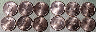 Error : Lot 6 Coins Lincoln 2000 Cent Broadstruck IREC2027