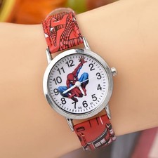 Spider-Man Kids Watch Boys Cartoon Quartz Watch Leather Band Christmas Gift