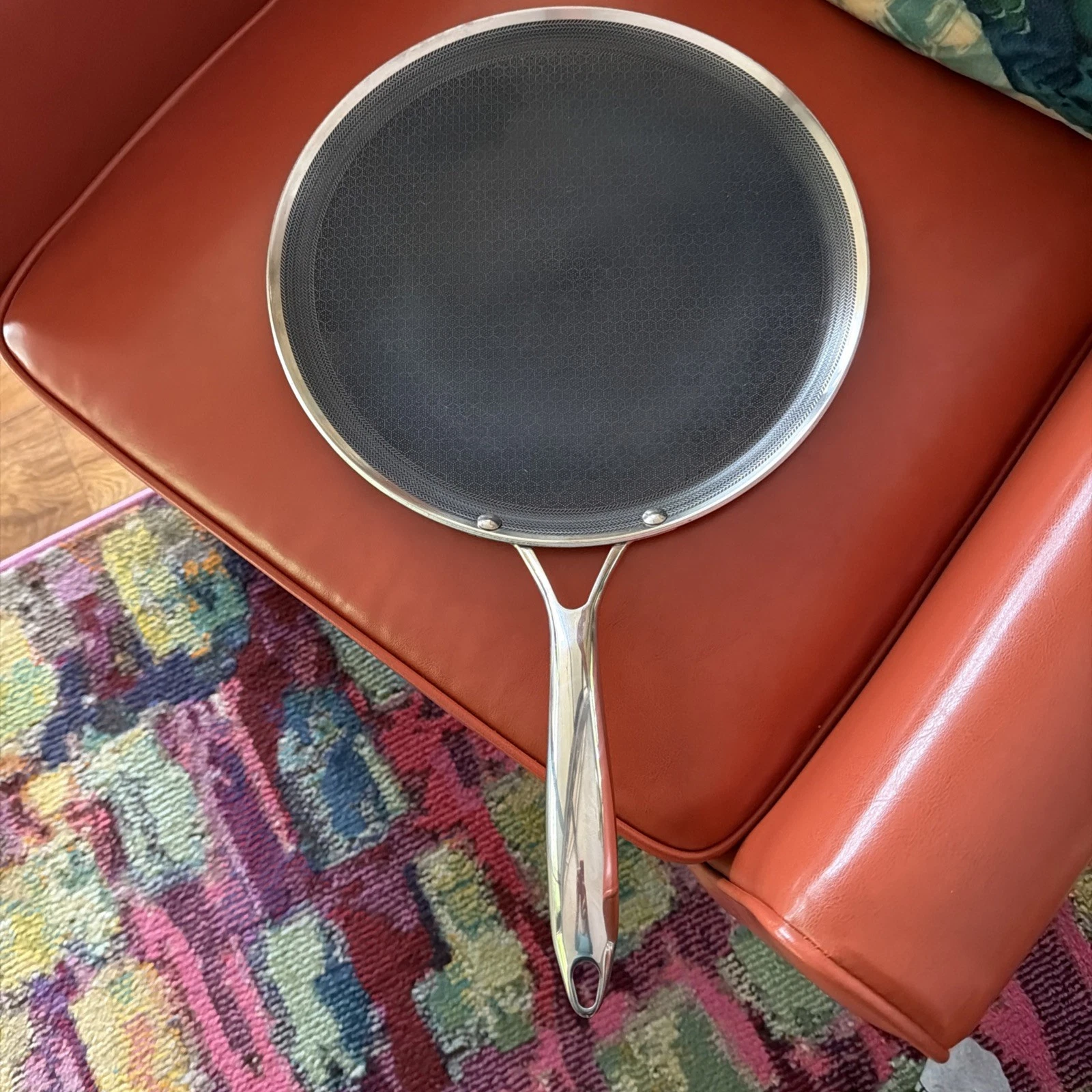 NICE HexClad Hybrid Griddle Pan 12 inch Non Oven Safe Stay Cool Handle USED