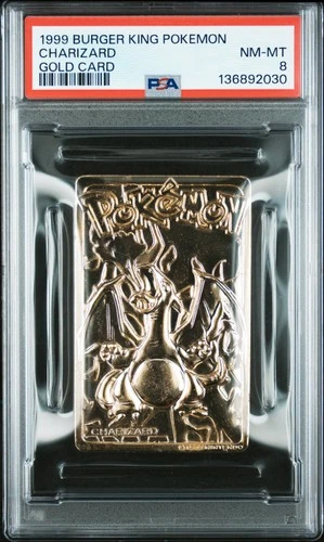 1999 BURGER KING POKEMON GOLD CARDS CHARIZARD PSA 8