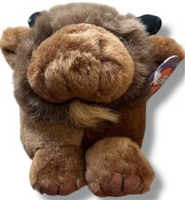 Vintage Swibco 1997 Puffkins Biff The Bull Brown Mini 4" Plush Stuffed Animal