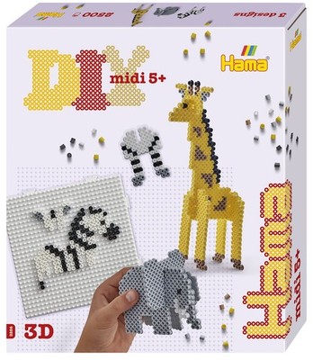 Hama Geschenkpackung 3D Safari Midi-Bügelperlen